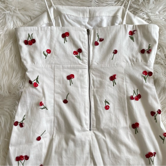 Anthropologie Dress The Brynne 3D Spaghetti Strap by Maeve White Cherries Size 8 - Picture 10 of 16